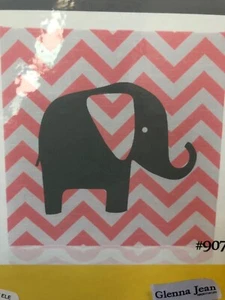 Glenna Jean Rhythm Wall Art - Gray Elephant on Pink Chevron Cloth Canvas - Picture 1 of 2