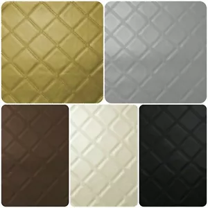 Trellis Diamond Vinyl Quilted Style Leatherette Faux Leather Upholstery Fabric - Picture 1 of 11