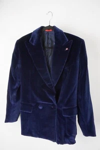 Isaia Royal Blue Velvet Peak Lapel Silk Cotton Womens Blazer Sz 40R BRAND NEW - Picture 1 of 6