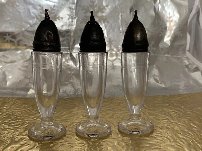 ❤️Coctelera de sal y pimienta vintage de cristal grabado floral de plata de ley (3) Foto 1 de 4