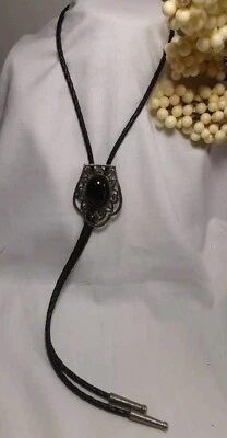 Corbata Bolo Tono Peltre Plateada Negra Unisex Hombres Mujeres Western Vaca Niña Niño Rodeo Foto 1 de 4