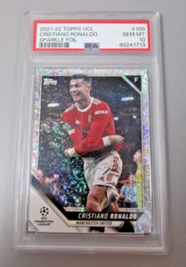Cristiano Ronaldo 2021-22 Topps UCL #100 Sparkle Foil PSA 10 Graded Gem Mint - Picture 1 of 2