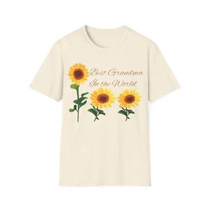 Best Grandma In The World Sunflower Unisex Softstyle T-Shirt - Picture 1 of 49