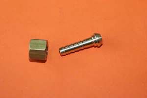 TRIUMPH NORTON BSA PETROL TAP BRASS NUT SPIGOT FUEL LINE 1/4 BSP NUT 1/4" HOSE - Picture 1 of 3