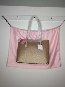 Kate Spade New York Lola Glitter Shimmy Glitter Tote Large Purse Bag Rose Gold - Picture 1 of 9