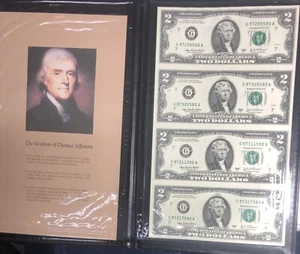 2003A $2.00 Uncut Sheet Of 4 Notes Choice New With Folder - Picture 1 of 7