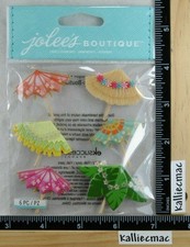 Jolee's DRINK UMBRELLAS Boutique Stickers 3D TROPICAL DRINK UMBRELLAS