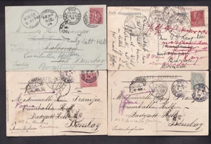 France to India x4 redirected postcards 1904-1920 variety postmarks - Picture 1 of 2