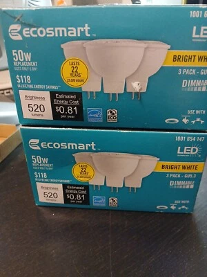 2 EcoSmart 520 Lumens GU5.3 50W 12V Bright White Dimmable LED Light Bulb 3Pk  - Image 1 of 3