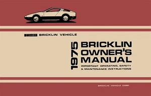 Bricklin All Models 1975 Maintenance/Owners Manual Book - Picture 1 of 1