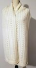 Women's Nautica Wool Blend Knit Scarf Ivory 11 X 74" Nwot