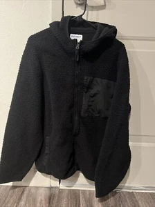 Herren Old Navy Cozy Sherpa Hooded Zip Jacke Medium Schwarz Langarm - Bild 1 von 5