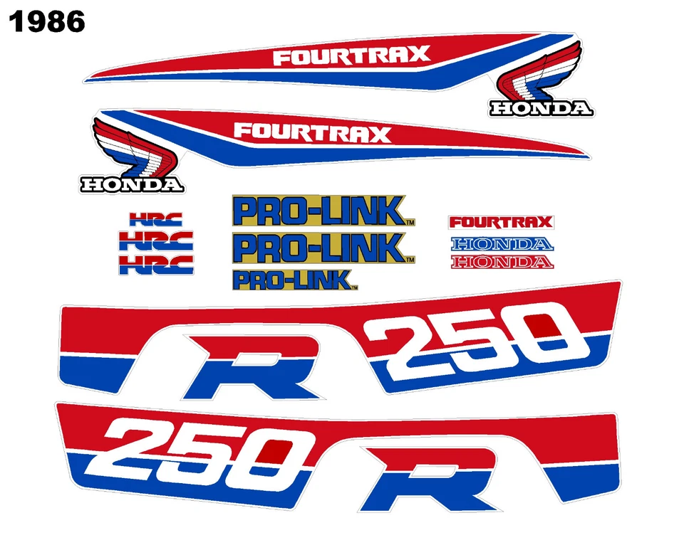 1986 Honda Trx250r original style decal set, trx 250r 250r (SALE) - Image 1 of 1