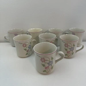 8 Vintage Sango Primavera Morning Glories Coffee Cup Mug Stoneware 8495 Pink - Picture 1 of 11