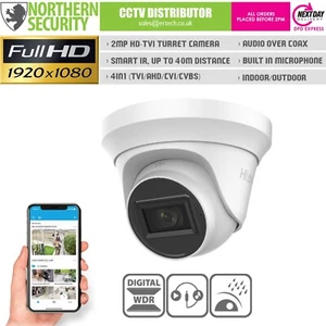 Cámara torreta Hikvision HiLook THC-T220-MS 1080P HD 40M IR micrófono incorporado AOC CCTV - Imagen 1 de 2
