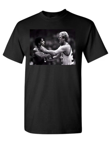 76ers Dr. J Julius Erving Celtics Larry Bird Fight Graphic Printed T Shirt NWOT Cover