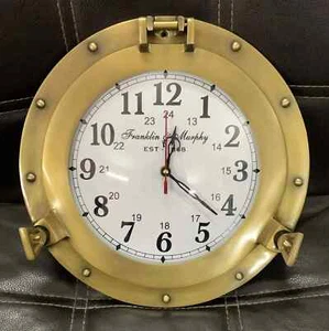 12 in Antique Nautical Navigation Marine Ship Porthole Brass Wall Decor Clock - Picture 1 of 6