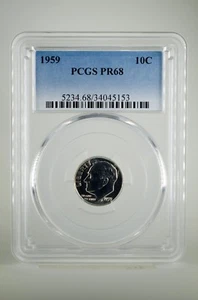 PR68 1959 90% SILVER ROOSEVELT DIME PCGS GRADED 10C PROOF COIN US PR 68 - Picture 1 of 2