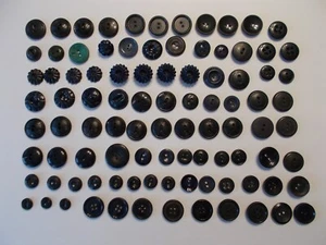 Vntg 100 Plastic Black Buttons, Colt, assorted Sets 3/8" to 7/8"Collectibles - Picture 1 of 12