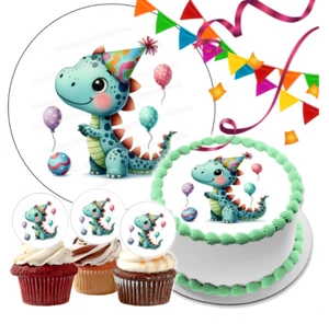 Topper per torta dinosauro decorazione festa commestibile festa compleanno regalo cupcake - Foto 1 di 14