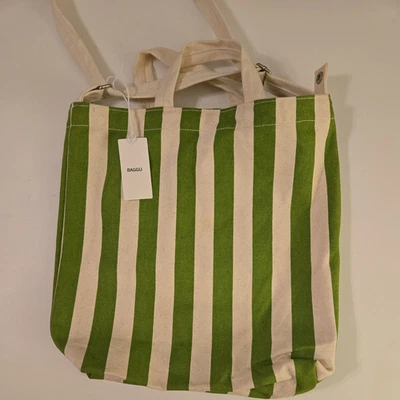 Bolso Pato Baggu Verde Toldo Rayas Cierre a Presión Correa Ajustable  Foto 1 de 4