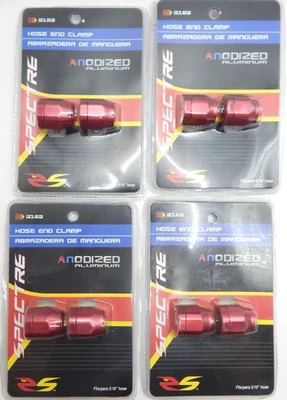 LOT OF 4 Packs Red Aluminum Fuel Line Ends Magna Clamp 5/16 ID Fuel Line Hose - Image 1 of 4