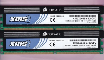 4GB 2x2GB PC2-6400 DDR2-800 CORSAIR CM2X2048-6400C5C XMS2-6400 V8.6 MEMORY KIT - Image 1 of 2