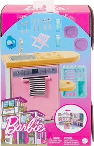 Barbie Indoor Furniture Dishwasher and Washing Accessories Playset HJV34 - Picture 1 of 4