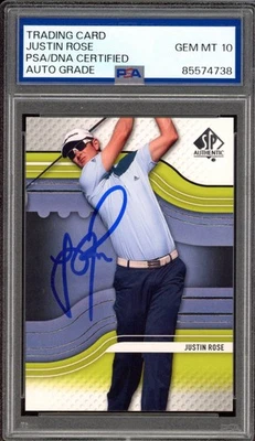 2012 SP Authentic Golf #31 Justin Rose Signed Card PSA GEM MT 10 AUTO RC PGA - Image 1 of 2