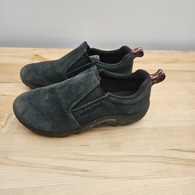 Sapato Merrell Kids tamanho 3 camurça couro selva moc preto caminhada ao ar livre - Imagem 1 de 4