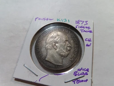 K131 Germany Prussia 1871 Siegesthaler Nice Blue Toning! - Image 1 of 2