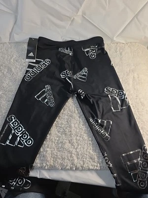 Adidas Girls Black And Silver Leggins Size Large(14) - Image 1 of 4