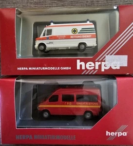 Herpa HO Mercedes Einsatzfahrzeuge 310 Krankenwagen, Sprinter Feuerwehr - Bild 1 von 2