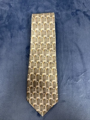 Corbata Pierre Cardin Gris Seda Marrón Cuello Corbata Geométrica Abstracta 4"x60" Foto 1 de 4