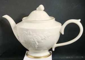 Vintage Lenox "Fruits of Life" Elfenbein Teekanne erhaben Obst & Blatt Design 24k Goldrand - Bild 1 von 11