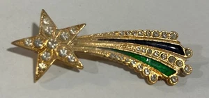 Unique  Shooting Star  Pin with Swarovski Stones 1.8" long:  NEW - Picture 1 of 2