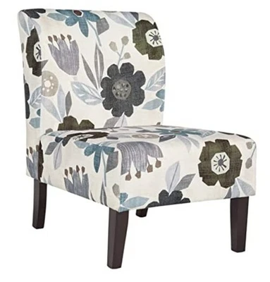  Triptis Floral Armless Accent Chair, White, Blue & Gray White Floral - Image 1 of 4