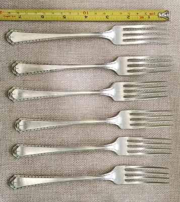 ✅LOTE DE 6 TENEDORES DE CENA ALGONQUIN/BARONET PLATEADOS DE COLECCIÓN c1923 🍽 Foto 1 de 4