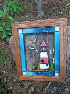 Open Windows Salida, Colorado Hanging Glass Window Panel Sun Catcher Lighthouse - Picture 1 of 23