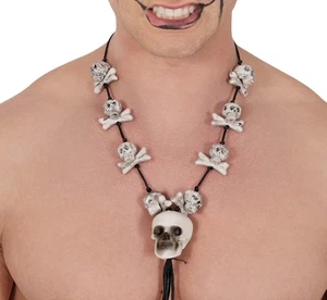 Halskette Knochen Totenköpfe Schmuck Halloween Karneval Fastnacht Zubehör - Bild 1 von 3