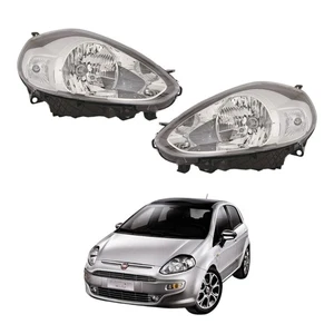 Coppia Fari Anteriori per FIAT Grande Punto EVO DX+SX Parabola CROMATA c/Motore - Picture 1 of 5
