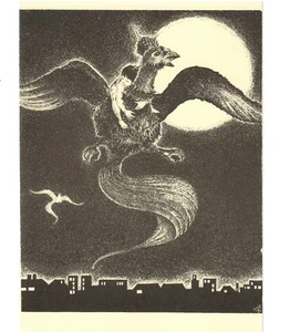 Dutch blank greetings card with Art Nouveau design of mythical bird - Picture 1 of 1