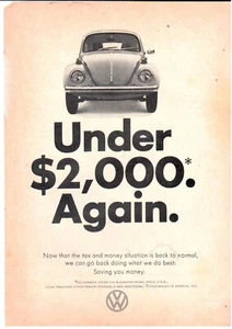 COLLECTIBLE AUTO AD (1972) "Under $2000 Again" Volkswagen VW Q - Picture 1 of 1