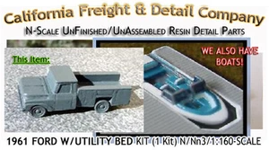 California Freight & Details 1961 Ford Pickup W/UTILITY Bed Kit N/1:160 - Picture 1 of 12