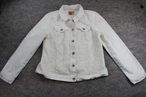 Ruffhewn Jean Jacket Size M Medium White / Off White Button Up Denim Lace Coat - Picture 1 of 10