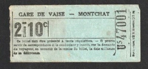 VINTAGE GARE DE VAISE - MONTCHAT TRAIN TICKET - LYON FRANCE RAILWAY HISTORY - Bild 1 von 2