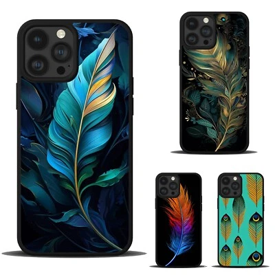 Funda de plástico TPU para iPhone SE XS XR Max 5 6 7 8 Plus plumas de pavo real azul profundo Foto 1 de 4