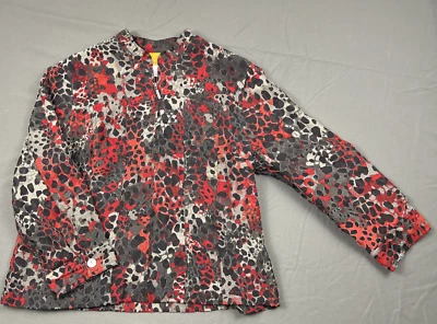 Ruby Rd Women’s Lightweight Jacket Sz 12 Animal Print Red Black Gray Zip Unlined - Image 1 of 4