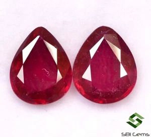 10x8 mm Natural Ruby Pear Cut Pair 5.76 Cts Calibrated Loose Gemstones GF - Picture 1 of 5