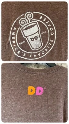 Dunkin Donuts Logo T-Shirt Men's M Brown Crew Neck Short Sleeve - Image 1 of 4